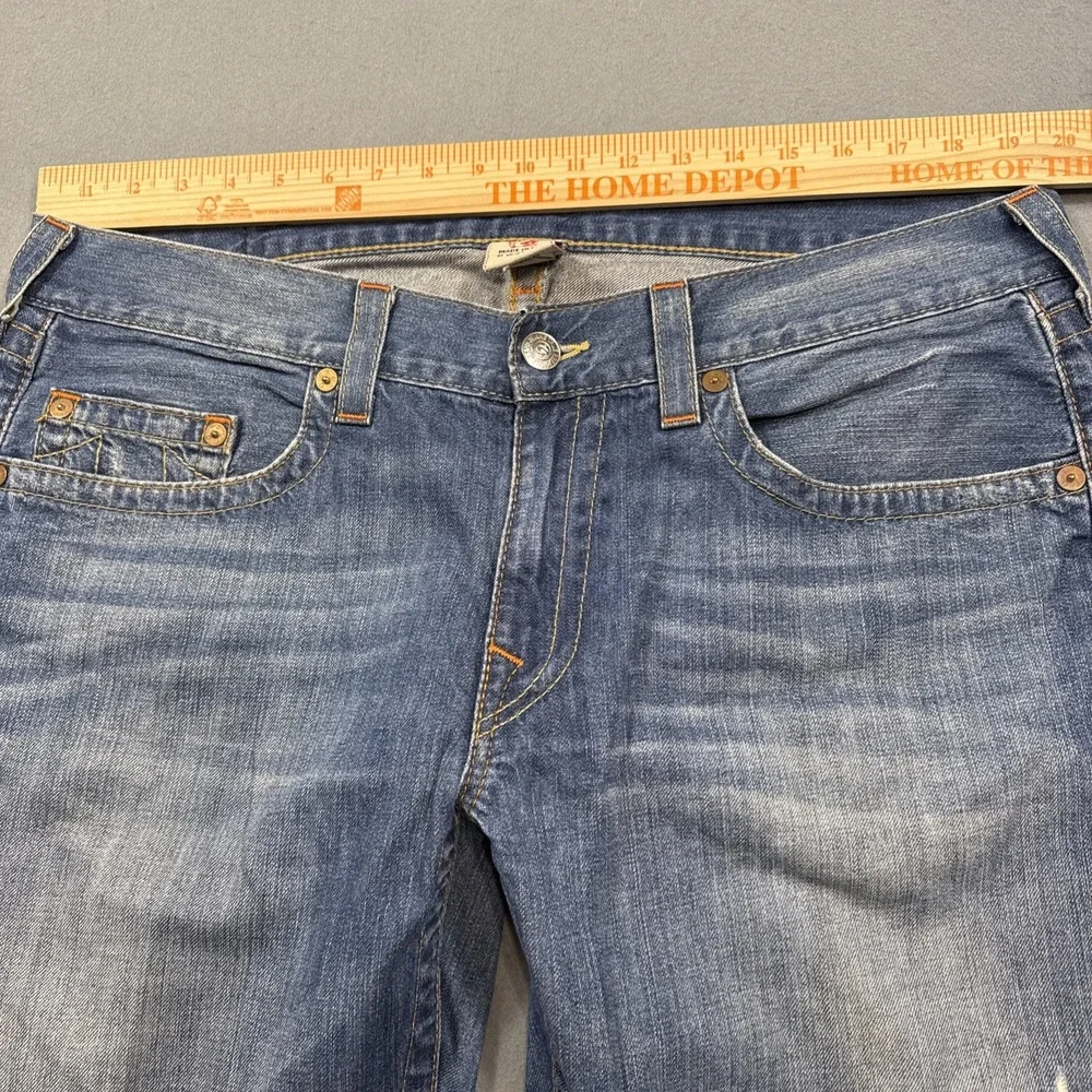 True Religion Jeans Mens 36 Ricky Straight NO FLAP Dark  STYLE  MDE800OM